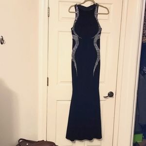 Cachet Velvet Navy sequin side detail dress size 6